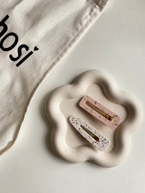 Plateau - vide poches fleur gris - Bohosi Atelier